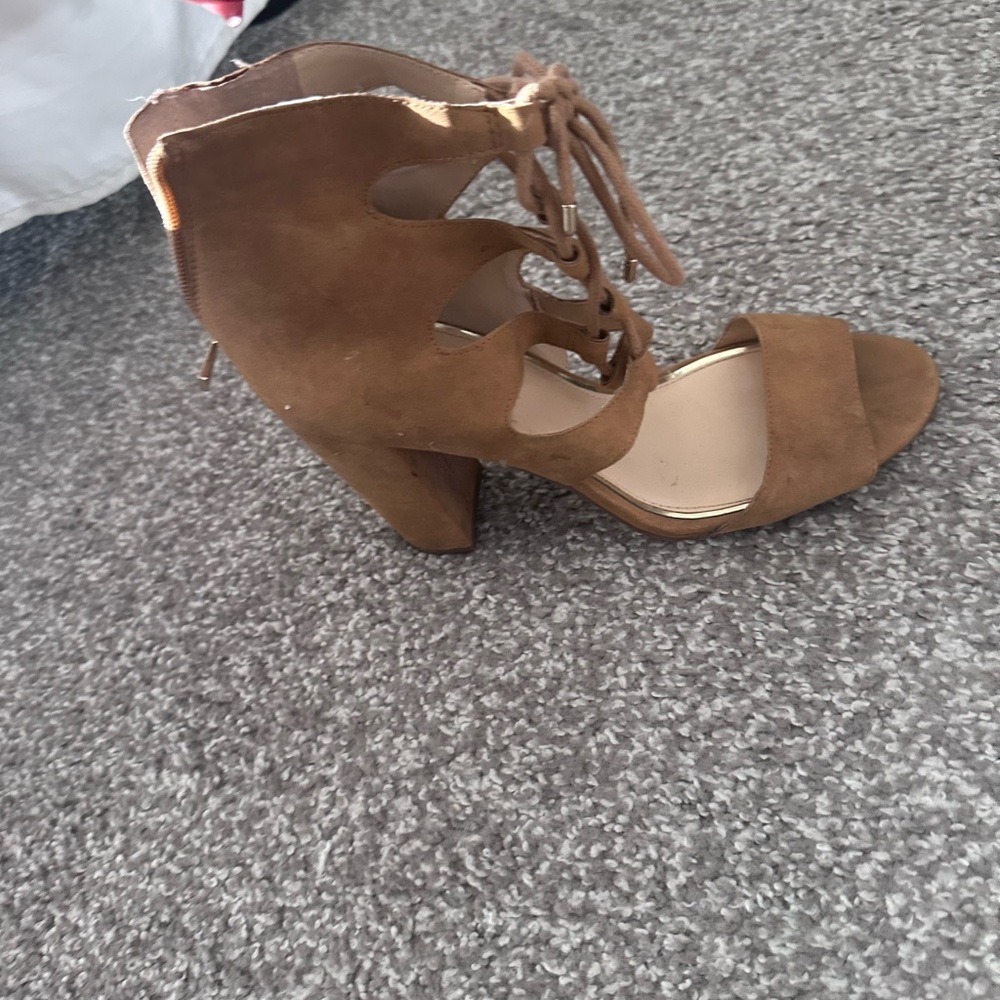 Jessica Simpson Tan Suede Lace-Up Heels